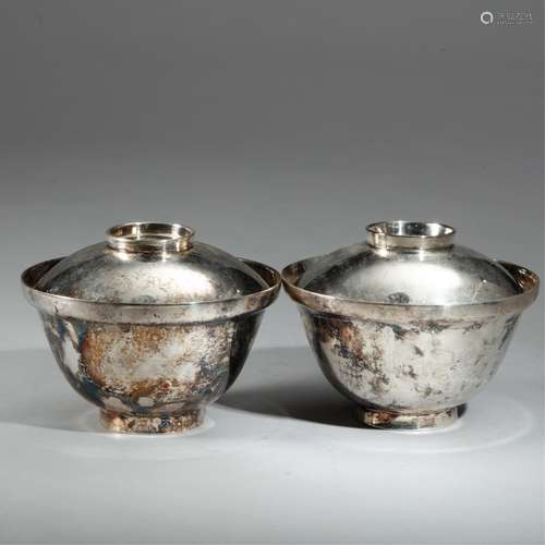 TWO CHINESE SILVER BOWLS