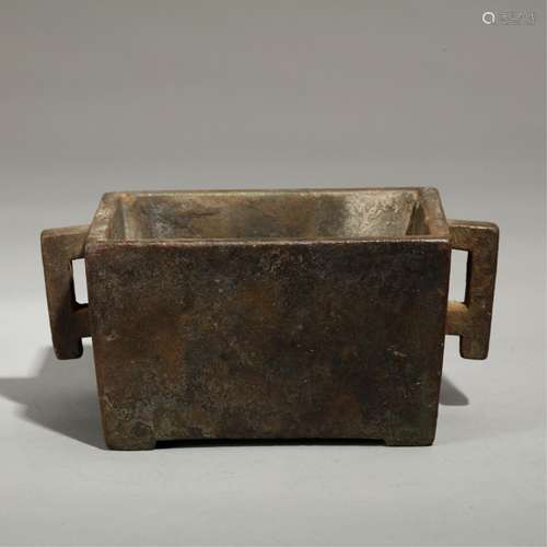 CHINESE BRONZE RECTANGLE CENSER BURNER