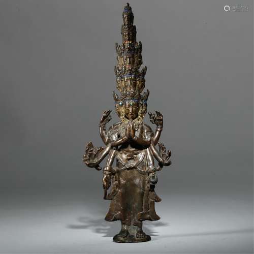 CHINESE TIBET BRONZE FIGURE OF AVALOKITESVARA