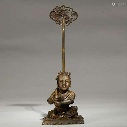 CHINESE BRONZE BOY HOLDING RUYI