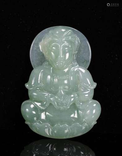 CHINESE JADEITE CARVED GUANYIN PENDANT