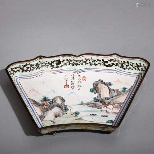 CHINESE BRONZE ENAMELS PLATE