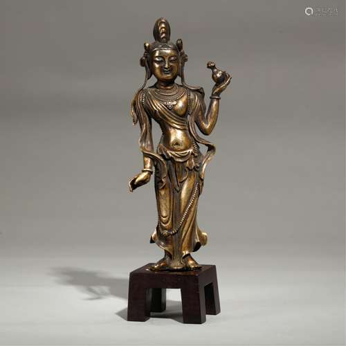 CHINESE TANG DYNASTY STYLE BRONZE STANDING GUANY