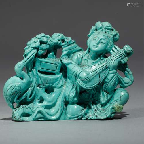 CHINESE TURQUOISE CARVED LADY