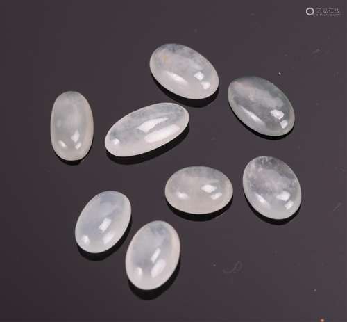 8 CHINESE NATURAL GRADE A JADEITE CABOCHON