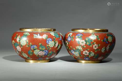 TWO CHINESE CLOISONNE ENAMEL BOWLS