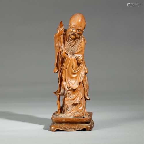 CHINESE WOODEN CARVED DEITY