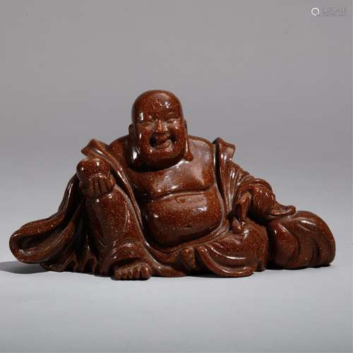 CHINESE GOLDSTONE CARVED HOTEI