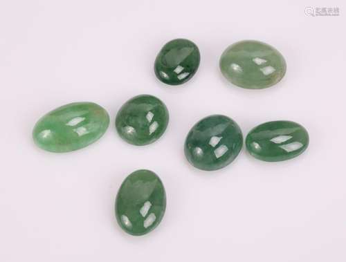 7 CHINESE NATURAL GRADE A GREEN JADEITE CABOCHON