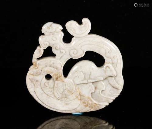 LARGE CHINESE MING DYNASTY WHITE JADE PLAQUE