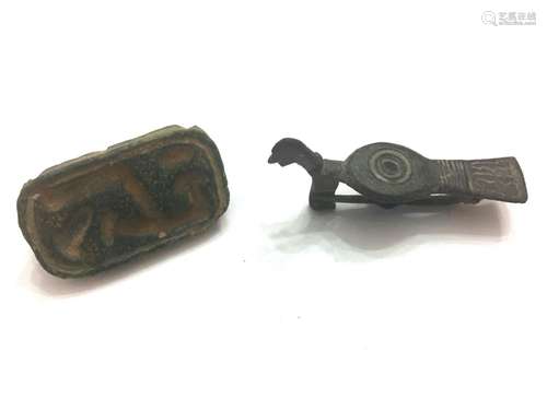 2 Ancient Roman Bronze Stamp and brooch