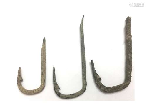 Ancient Roman Bronze Fish Hooks