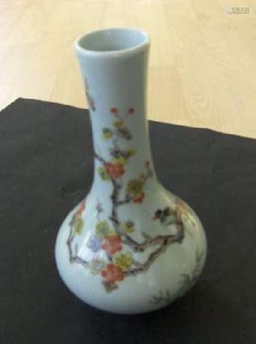 Chinese qianlong mark famille rose vase