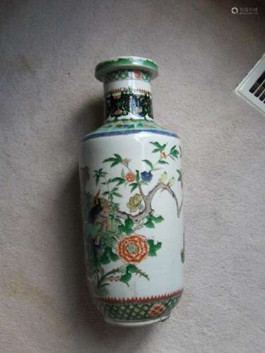 Chinese large famille verte kangxi 17/18th c. vase