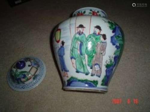 Chinese famille verte large 18th century vase.