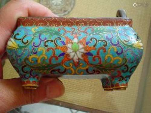 Cloisonne incense burner with mark under.