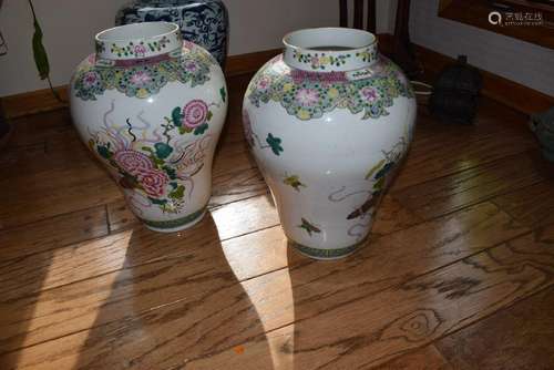 Chinese 18/19th export a pair large jars.