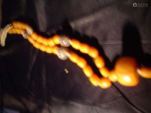 Chinese yellow amber necklace.