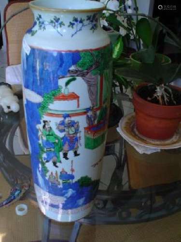 large Chinese famille verte kangxi vase