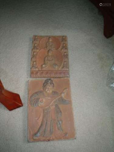 A pair Chinese tang stone or brick carving.