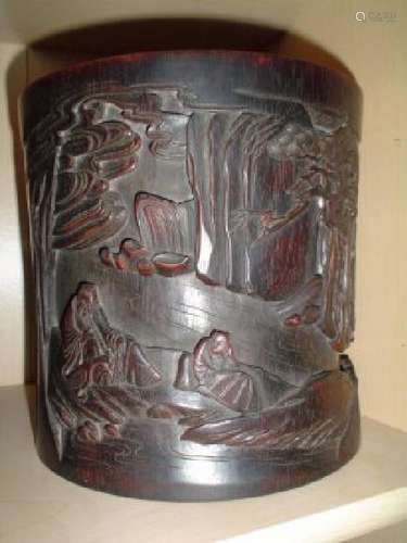 Chinese zitan brush pot.