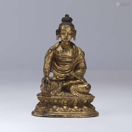 CHINESE GILT BRONZE SEATED BUDDHA