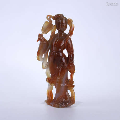 CHINESE AGATE STANDING BEAUTY