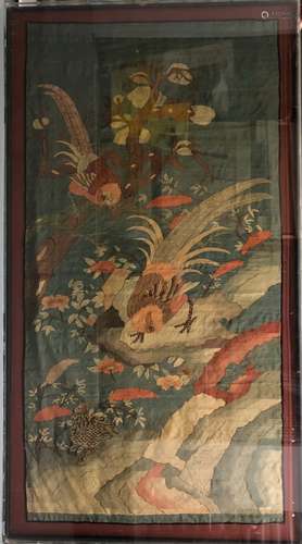 Large Chinese KESI Panel With Birds & Flowers In Frame