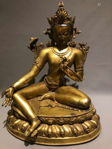 Large Gilt Bronze Figure Of Buddha