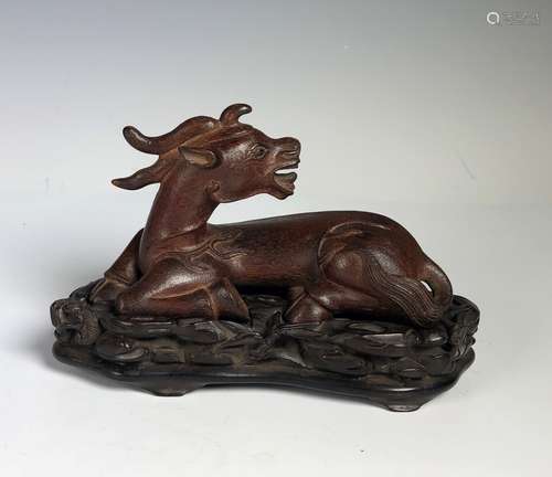 A Coved Agarwood Deer With Base