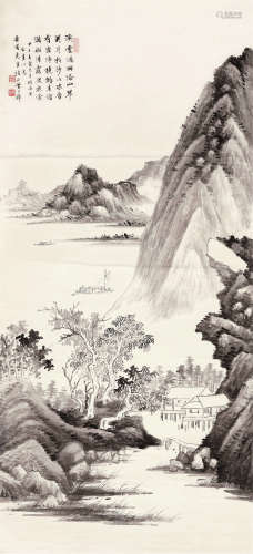 黄君璧 1924年作 山水 立轴 设色纸本