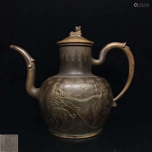 A DRAGON&PHOENIX DESIGN POT WITH QIANLONG MARK