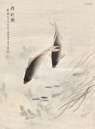 吴青霞（1910～2008） 1946年作 得利图 立轴 设色纸本