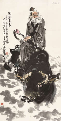 张义潜（1936～2001） 1991年作 紫气东来 镜片 设色纸本