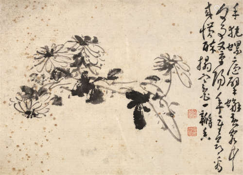 黄慎（1687～1770） 花卉 镜框 水墨纸本