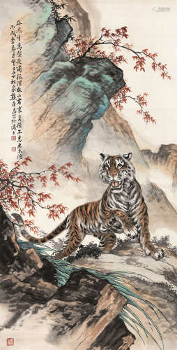 熊松泉（1884～1961） 1946年作 威震山林 立轴 设色纸本
