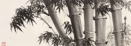 卢坤峰（b.1934） 1979年 竹 横披 水墨纸本