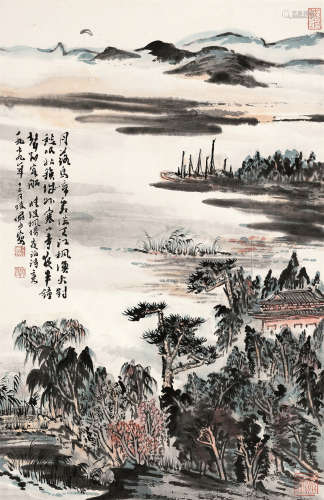 陆俨少（1909～1993） 1979年作 唐人诗意图 立轴 设色纸本