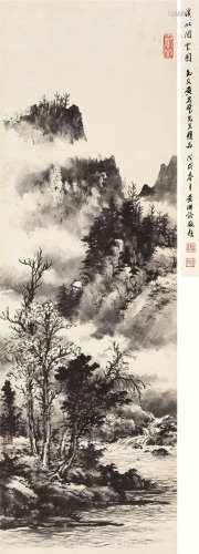 黄君璧（1898～1991） 溪水闲云图 镜片 水墨纸本