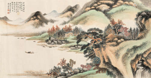尤小云（1913～1964） 1944年作 千嶂横秋 镜框 设色纸本