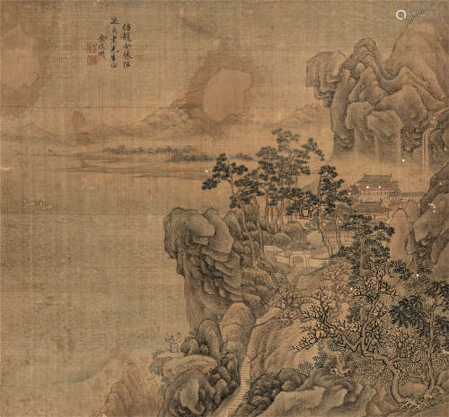 金俊明（1602～1675） 山水 镜框 设色绢本
