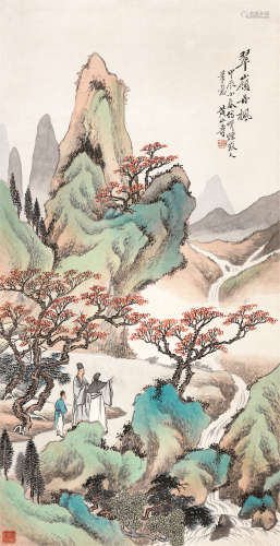黄山寿（1855～1919） 1884年作 翠岭丹枫 立轴 设色纸本
