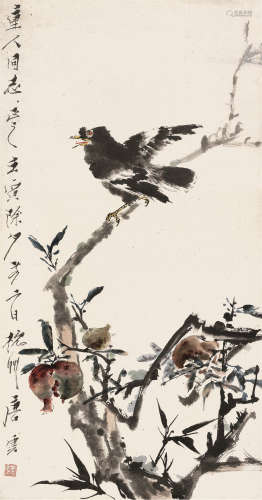 唐云（1910～1993） 1962年作 花鸟 立轴 设色纸本