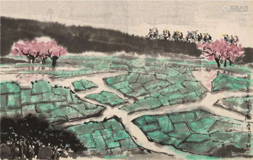 陈大羽（1912～2001） 1958年作 峨石道上 镜框 设色纸本