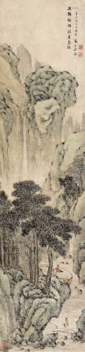 潘思牧（1756～1843） 1811年作 松溪高逸图 立轴 设色纸本