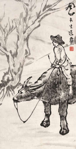 吕凤子（1885～1959） 春耕图 立轴 水墨纸本