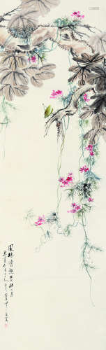 沙馥（1831～1906） 园林清趣 立轴 设色纸本