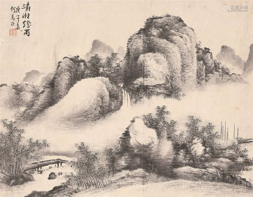 何景五（1896～1980） 山水 镜片 水墨纸本