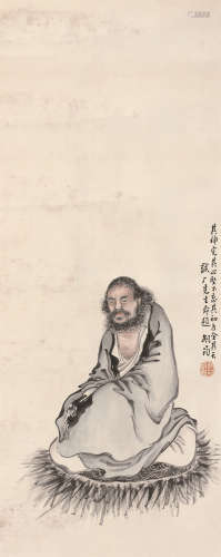 胡筠（?～1928） 达摩 立轴 设色纸本