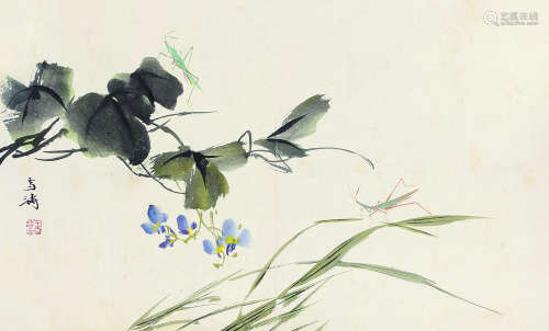 王雪涛（1903～1982） 花卉草虫 立轴 设色纸本